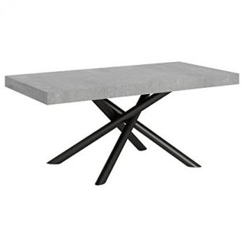 Mesa extensible de cemento 90x180/440 cm con estructura antracita para 8 a 20 personas