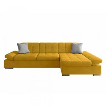 Sofá rinconero Comfivo 152, Uttario Velvet, función de descanso, caja de ropa de cama, 278x161x76cm