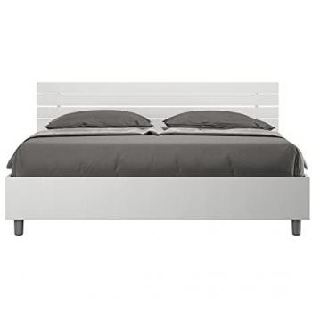 Cama Contenedor Doble 160x200 con Cabecero Inclinado y Lamas Ankel de Fresno Blanco