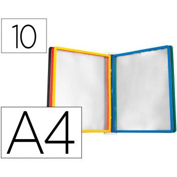 Portacatalogo de pared plástico Liderpapel con 10 fundas DIN A4 colores surtidos - PC01