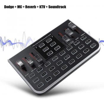 Tarjeta de Sonido en Vivo F8 con Auriculares Bluetooth, Micrófono USB y 18 Efectos de Sonido Divertidos para Cantar en Móvil