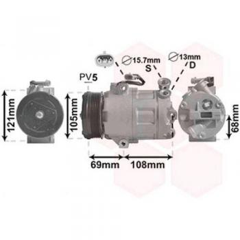 Compresor de Aire Acondicionado Van Wezel 3700K138 para Opel Astra G (1998-2000) - Versiones 1.4, 1.6, 1.8 y 2.0