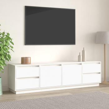 Mueble de TV madera maciza de pino 176x37x47,5 cm blanco