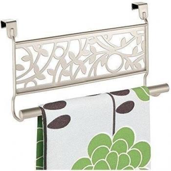 mdesign Vajilla toallero para colgar sobre puerta, satinado