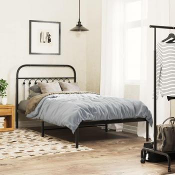 Estructura de cama con cabecero metal negro 100x190 cm Vidaxl Negro