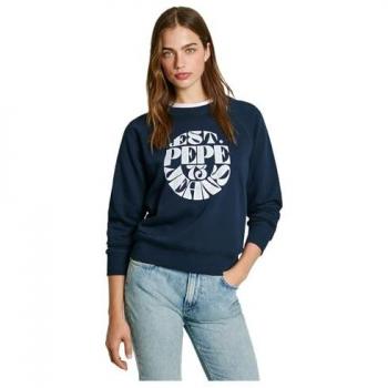Sudadera de mujer Pepe Jeans Elena con cuello redondo y estampado circular en color azul Dulwich