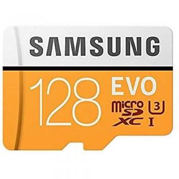 Samsung EVO 128 GB microSDXC UHS-I U3 100 MB/s Full HD & 4K UHD Memory Card with Adapter