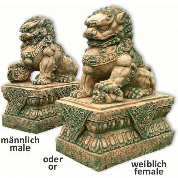 Perro FU (o león chino) sobre pedestal, verde (10312)