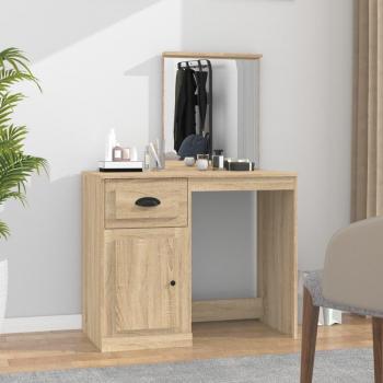 Tocador espejo madera contrachapada roble Sonoma 90x50x132,5cm Marrón