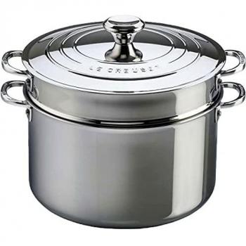 Olla de acero inoxidable con tapa y escurridor 3 capas 26 cm