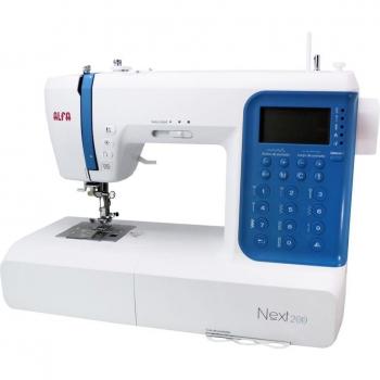 Máquina de coser electrónica Alfa Next 200 - máquina de coser con funciones automáticas, 30 puntadas incorporadas, enhebrador automático, brazo libre, regulador de velocidad y pantalla LCD