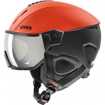 Casco Uvex Instinct Visor rojo brillante negro con lente espejada plata - 53-56