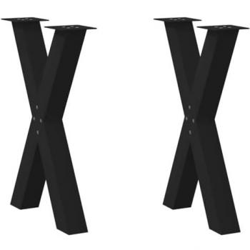 X-Shaped Dining Table Legs - 2 pcs Black Steel 60x(72-73) cm Adjustable