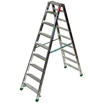Escalera Doble Facal Dupla de Aluminio 8 Peldaños con Plataforma 2.15m, Capacidad 150 kg