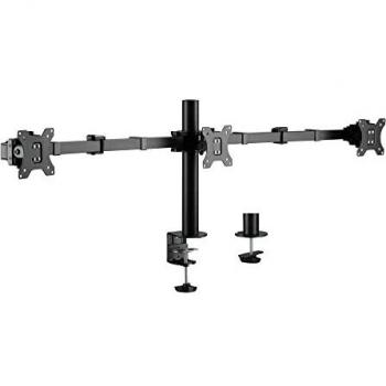 Soporte para 3 Monitores de 17-27, Longitud del Brazo Ajustable, Color Negro