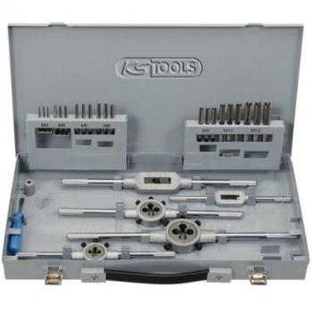 KS Tools 331.0744 Juego de herramientas de roscado y aterrajado HSS Co en casete industrial, 44 pzs