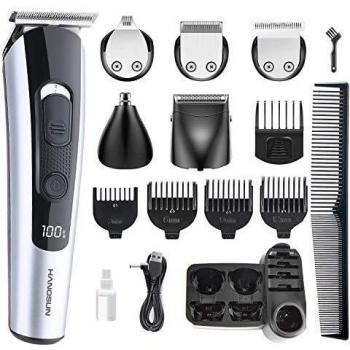 Hangsun Recortador de Barba HC550 Cortapelos Hombre 10 en 1 Máquina de Cortar Pelo, Barba y Nariz, Recargable e Inalámbrico