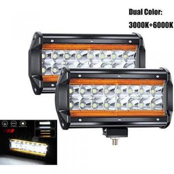 7 Par CREE LED Proyector 240W 24000LM LED Bar Hi Lo Beam Blanco puro 6000K+3000K Ámbar Amarillo Ojos Ángel 9-30V OFFROAD Faro Luz de Trabajo Luz de Inundación Luces de Niebla Tractor de Camión SUV