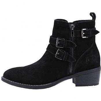 Hush Puppies Jenna Women's Black Leather Ankle Boots with Memory Foam - Size UK 7