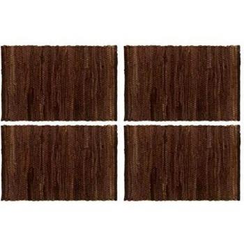 vidaXL 4x Manteles Individuales Tela Lavables Algodón Trenzado Diseño Estilo Chindi Original Conjunto Set Salvamanteles Mesa Comedor Cocina Marrón