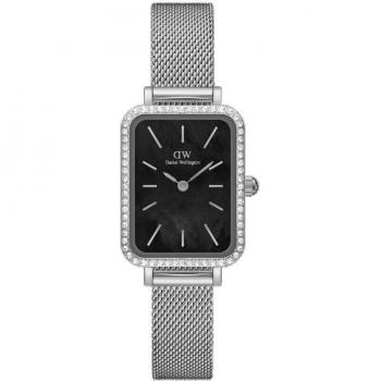 Daniel Wellington Quadro Bezel Women's Quartz Watch - Silver Stainless Steel with Black MOP Dial
