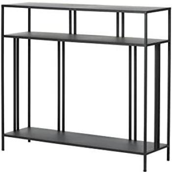 Consola de entrada Adda Home de metal negro 100x30x90 cm con almacenamiento adicional y diseño moderno