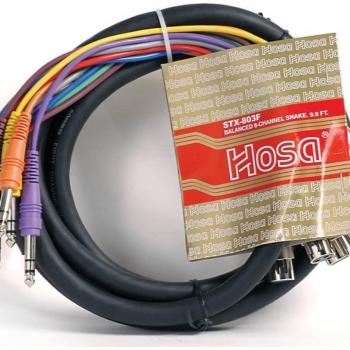 Hosa STX-803F 9.84'/3m 8-Channel Stereo Male 1/4 Phone to Female 3-Pin XLR Snake Cable