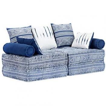 vidaXL Sofá Cama Modular de 2 plazas, Color Azul