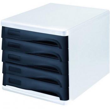 Cajonera Helit The Wave, 5 cajones, DIN A4, color blanco/negro, Polypropylen