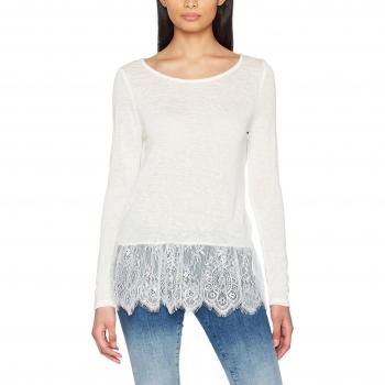 Vila Clothes Visumi L/s Lace T-Shirt/TB, Camisa Manga Larga Para Mujer, Azul