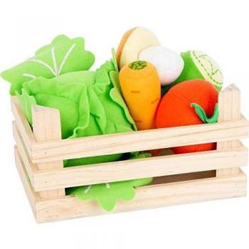 Small Foot Small foot-11688 Set de Verduras en Tela con Caja de Madera,, Tejido Suave, a Partir de 2 años. Toys