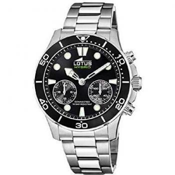 Lotus Reloj Modelo 18800/2 de la colección Connected, Caja de 44,5 mm Negro con Correa de Acero para Caballero