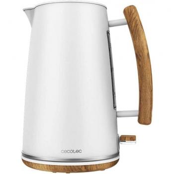 Cecotec ThermoSense 400 White Woody Hervidor de Agua Eléctrico, 3000W, Capacidad 1.7L, Blanco/Madera Acero Inoxidable