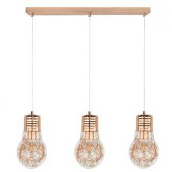 Lámpara de Suspensión Bulb EPIKASA, Metal y Vidrio en Cobre, 60x20x120 cm