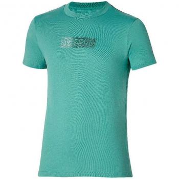Camiseta de Fitness Mizuno Release Tape Verde Hombre, Camiseta de Manga Corta, Color Verde, Marca Mizuno
