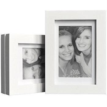 Classic by Casa Chic Paquete de 3 Marcos de Fotos 10 x 15 cm con Paspartú para Fotos 7 x 11 cm - Madera de Pino - Frente de Vidrio - Color Blanco
