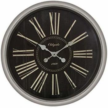 Reloj de Pared con Moulure Negra de 76 cm - Color Plateado - Atmosphera