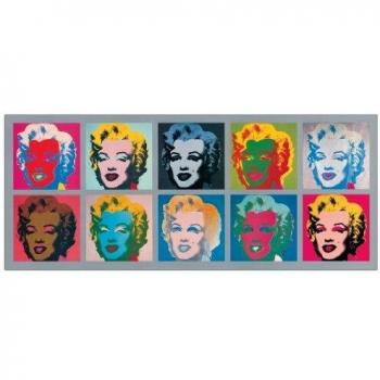 Panel Decorativo Pop Art Warhol - Diez Marilins, Listo para Colgar, 134x56 cm