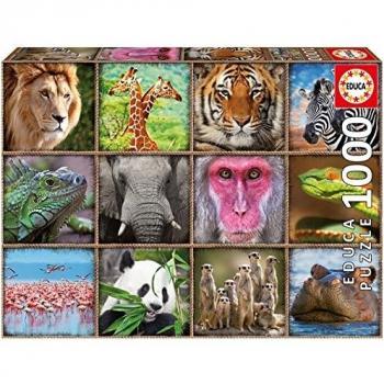 Educa Borrás Selva Puzzle 1000 Collage de Animales Salvajes