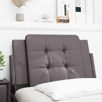 Cabecero de cama acolchado de cuero sintético gris de 80 cm