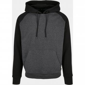 Sudadera con Capucha Raglán Básica Build Your Brand Charcoal/Negro XL