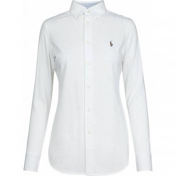 Camisa básica de mujer Polo Ralph Lauren Skinny Fit con logo, color blanco, talla XS