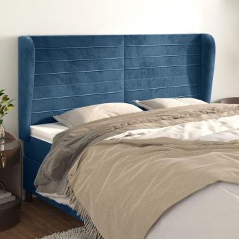 Cabecero con orejas de terciopelo azul oscuro 203x23x118/128 cm Vidaxl