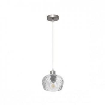 Colgante Estela 1xe27 Cromo con Tulipa de Cristal Tallado Transparente