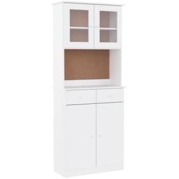 Aparador Alto ALTA Blanco 77x35x188 cm Madera Maciza de Pino - Mueble de Almacenaje Moderno