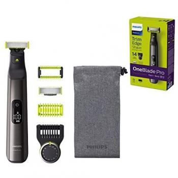 Recortador y Afeitadora Eléctrica Philips OneBlade Pro Cara + Cuerpo QP6550/30 - Recargable, 14 Longitudes, con Funda de Viaje