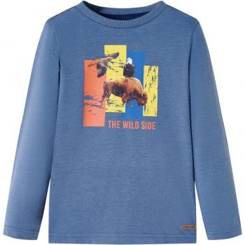 Camiseta infantil de manga larga azul mélange 128