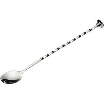 BarCraft – Cuchara para Mezclar Cócteles con Muddler, Acero Inoxidable, 28 cm