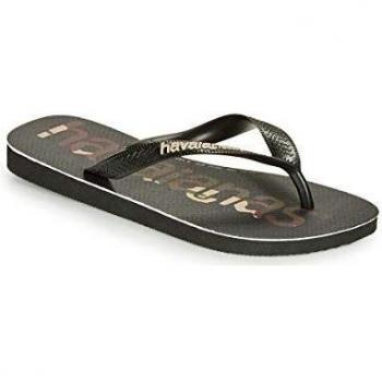 Chanclas Havaianas Logomanía para Niños en Negro con Letras Blancas.
