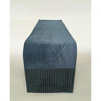 Camino de mesa terciopelo bordado azul oscuro 33 x 180 x 1 cm